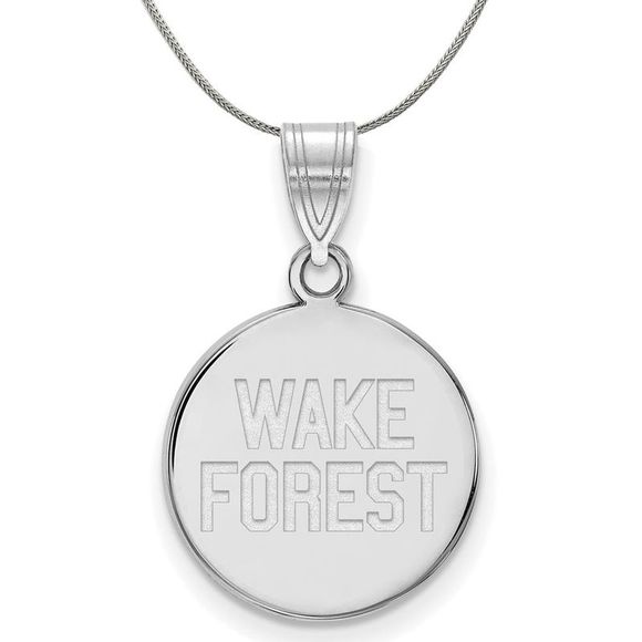 Sterling Silver Wake Forest U. Medium Disc Necklace - 16 Inch - Picture 1 of 7